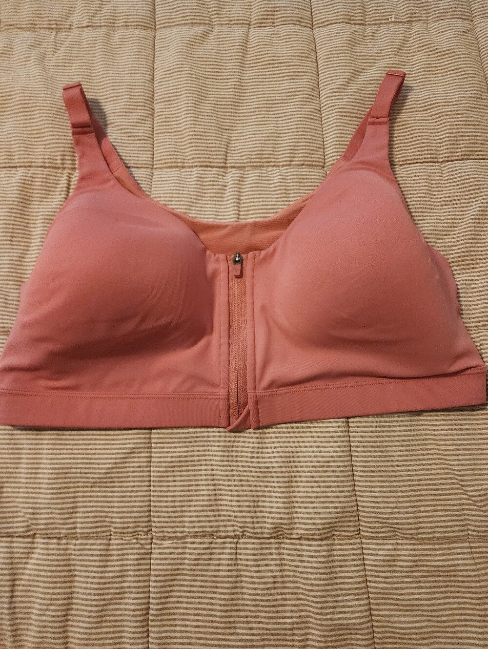 Powersoft Go-dry Front-Zip Women's Sports Bra Blush Pink 40DD Keyhole Back